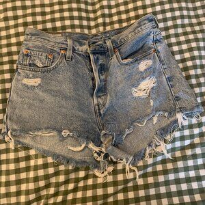 Distressed Denim Shorts - Levi's 501